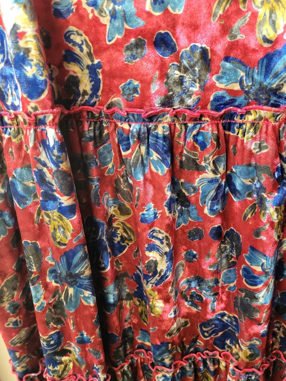 Natural Life Berkley Velvet Maxi Women's Dress Size M Red Blue Pattern Floral - Picture 10 of 15